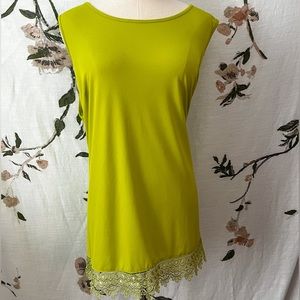 Lace Trim Green Tank Top